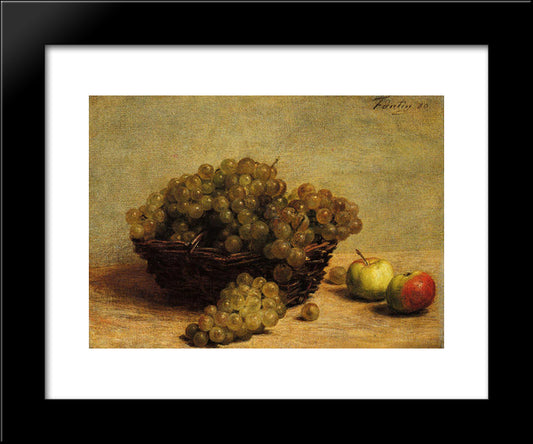 Nature Morte: Raisin Et Pommes D'Api 20x24 Black Modern Wood Framed Art Print Poster by Fantin Latour, Henri