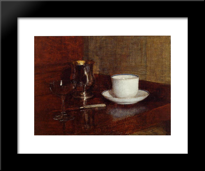 Still Life: Glass, Silver Goblet And Cup Of Champagne 20x24 Black Modern Wood Framed Art Print Poster by Fantin Latour, Henri