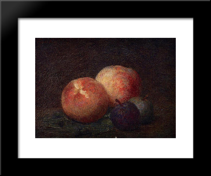 Two Peaches And Two Plums 20x24 Black Modern Wood Framed Art Print Poster by Fantin Latour, Henri