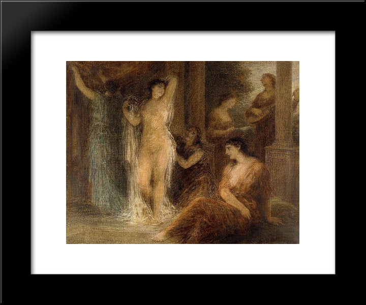 The Bath 20x24 Black Modern Wood Framed Art Print Poster by Fantin Latour, Henri