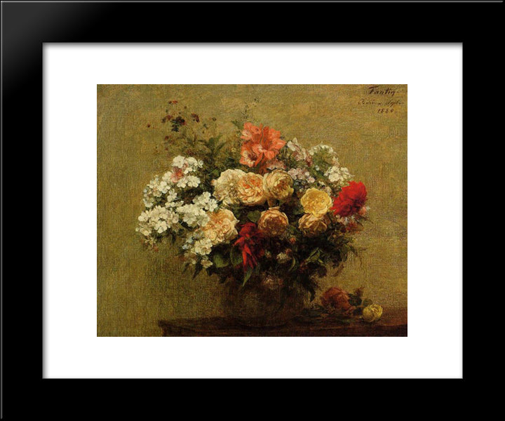 Summer Flowers 20x24 Black Modern Wood Framed Art Print Poster by Fantin Latour, Henri