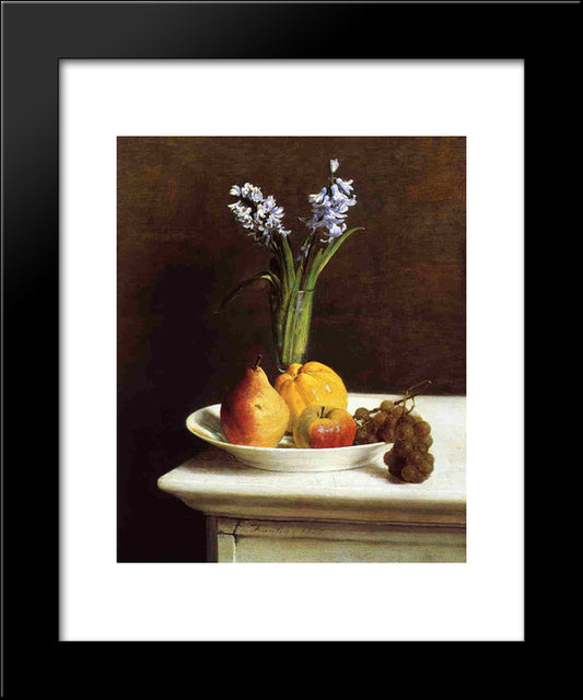 Still Life: Hyacinths And Fruit 20x24 Black Modern Wood Framed Art Print Poster by Fantin Latour, Henri