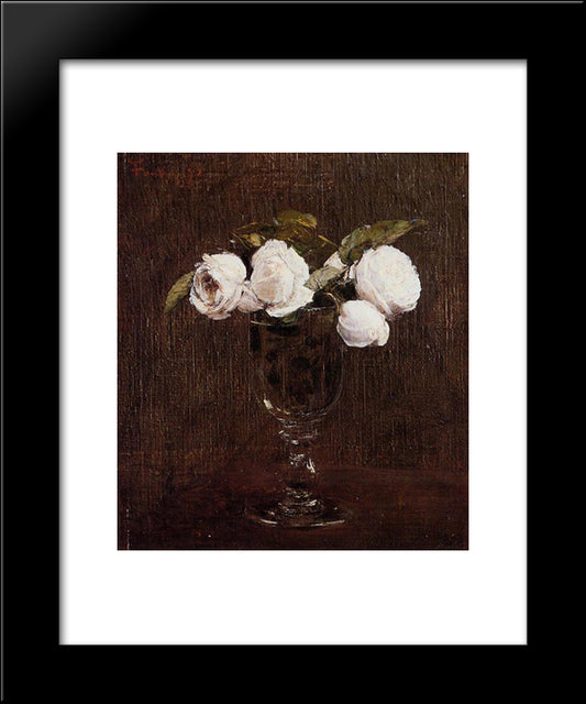 Vase Of Roses 20x24 Black Modern Wood Framed Art Print Poster by Fantin Latour, Henri