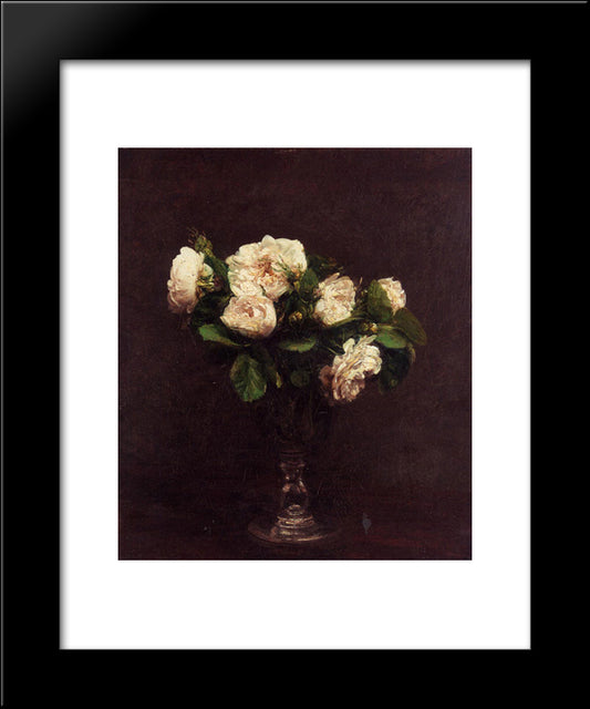 White Roses 20x24 Black Modern Wood Framed Art Print Poster by Fantin Latour, Henri