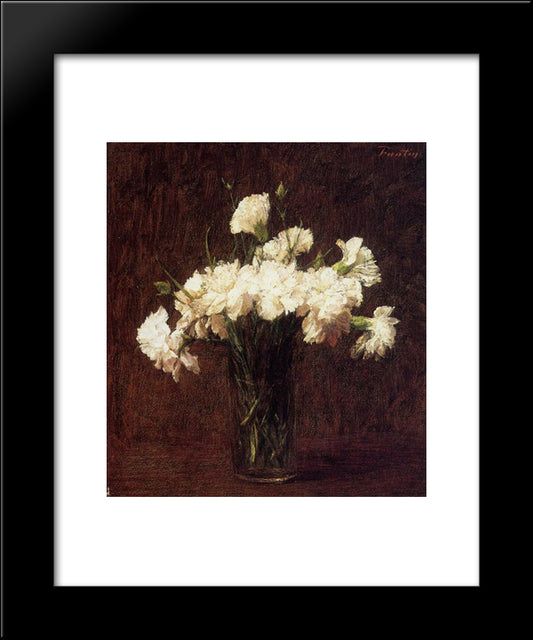 White Carnations 20x24 Black Modern Wood Framed Art Print Poster by Fantin Latour, Henri