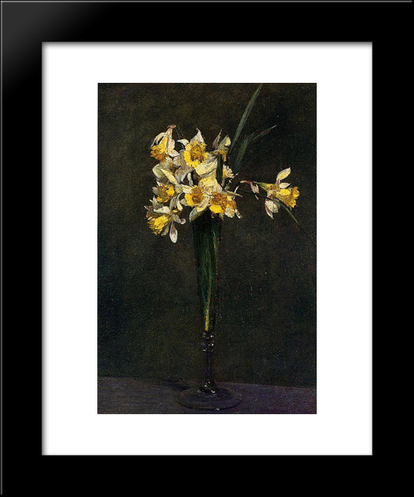 Yellow Flowers 20x24 Black Modern Wood Framed Art Print Poster by Fantin Latour, Henri