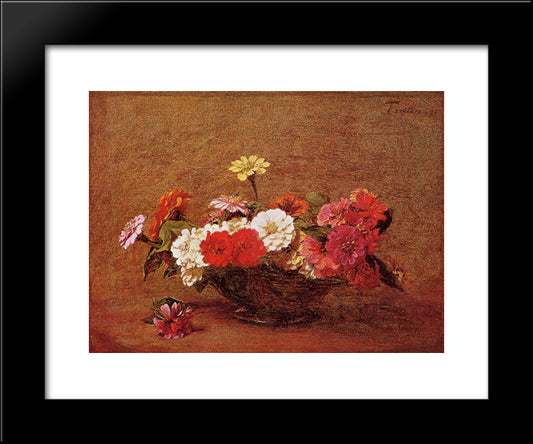 Zinnias 20x24 Black Modern Wood Framed Art Print Poster by Fantin Latour, Henri