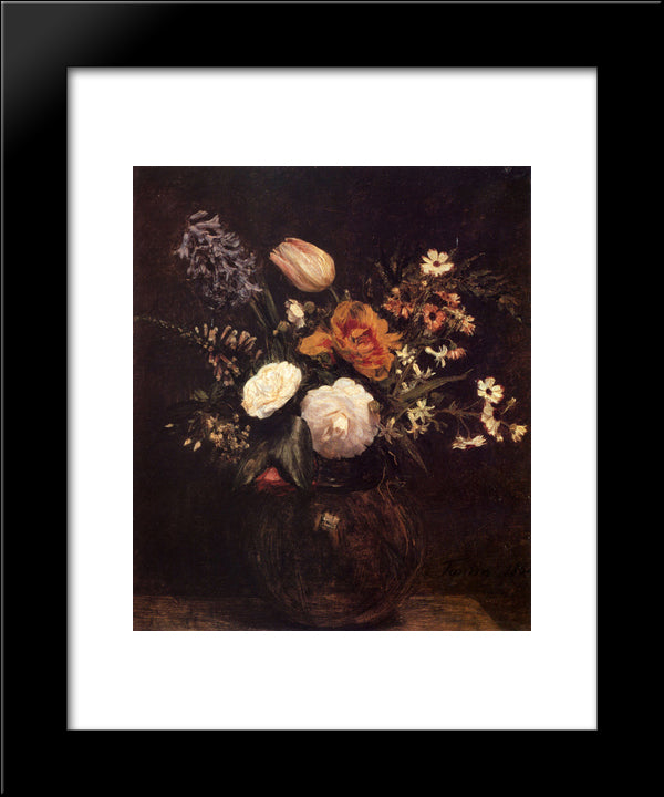 Flowers 20x24 Black Modern Wood Framed Art Print Poster by Fantin Latour, Henri