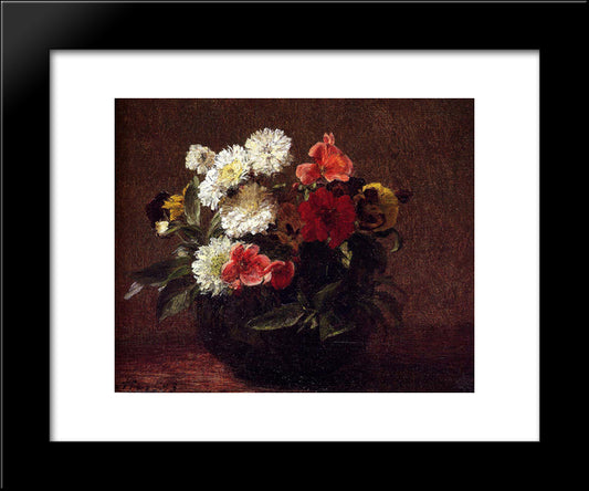 Flowers In A Clay Pot 20x24 Black Modern Wood Framed Art Print Poster by Fantin Latour, Henri