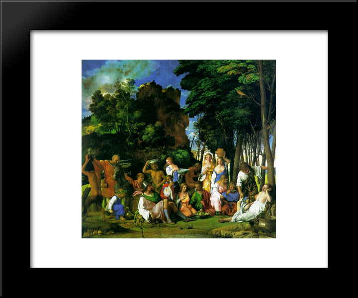 Feast Of The Gods 20x24 Black Modern Wood Framed Art Print Poster by Titian