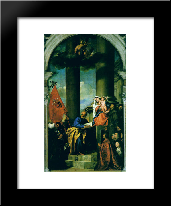 Madonna With Saints And Members Of The Pesaro Family 20x24 Black Modern Wood Framed Art Print Poster by Titian