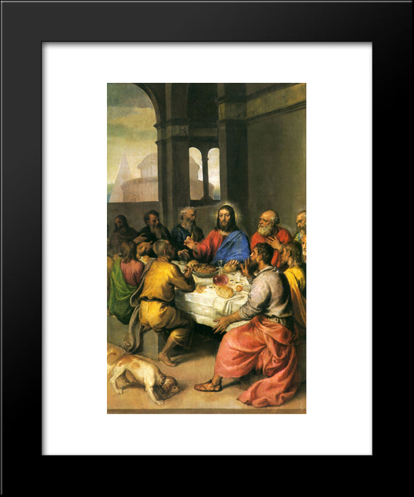 The Last Supper [Detail] 20x24 Black Modern Wood Framed Art Print Poster by Titian