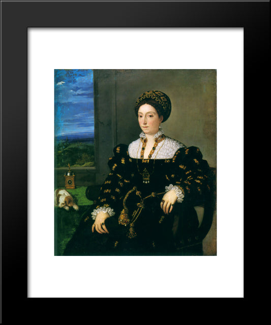 Portrait Of Eleonora Gonzaga Della Rovere 20x24 Black Modern Wood Framed Art Print Poster by Titian