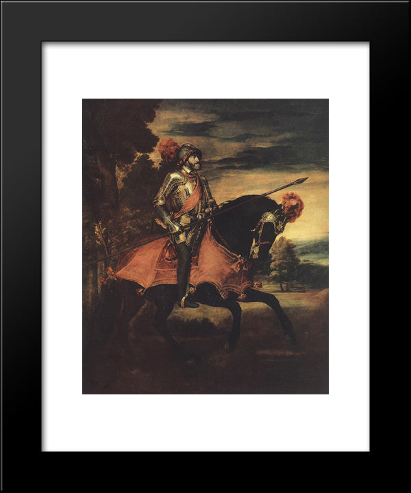 Emperor Charles V At Muhlberg 20x24 Black Modern Wood Framed Art Print Poster by Titian