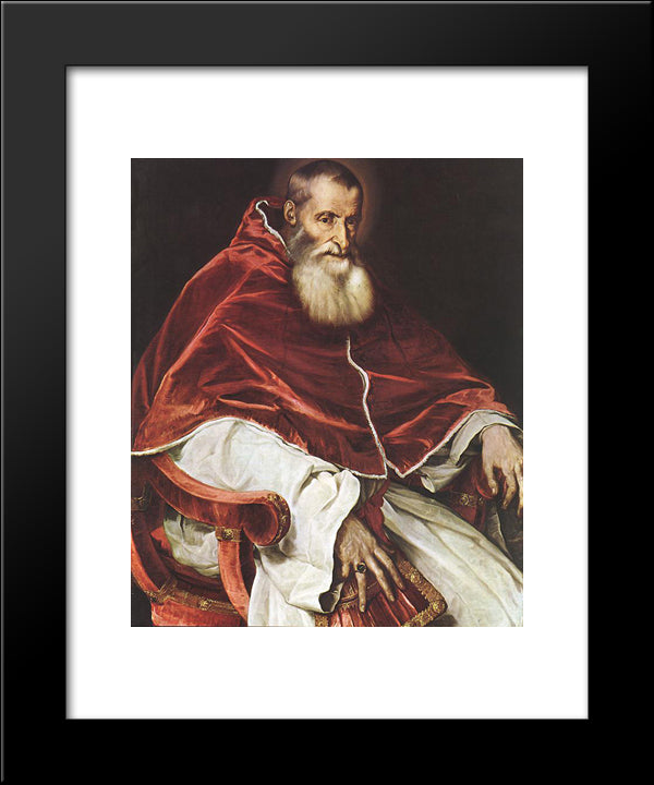 Portrait Of Pope Paul Iii 20x24 Black Modern Wood Framed Art Print Poster by Titian