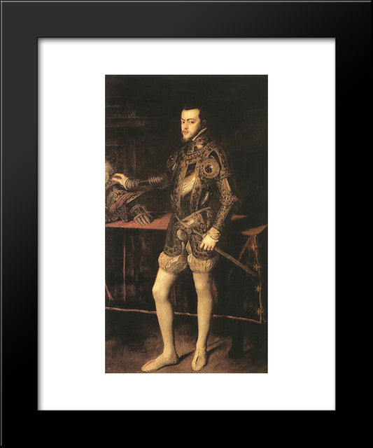 King Philip Ii 20x24 Black Modern Wood Framed Art Print Poster by Titian