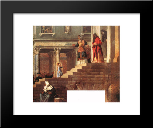 Presentation Of The Virgin At The Temple [Detail: 1] 20x24 Black Modern Wood Framed Art Print Poster by Titian