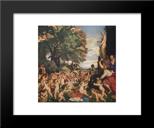 Worship Of Venus 20x24 Black Modern Wood Framed Art Print Poster by Titian