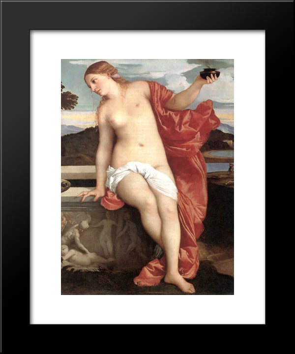 Sacred And Profane Love [Detail: 1] 20x24 Black Modern Wood Framed Art Print Poster by Titian