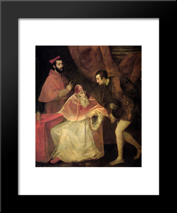 Pope Paul Iii And Nephews 20x24 Black Modern Wood Framed Art Print Poster by Titian