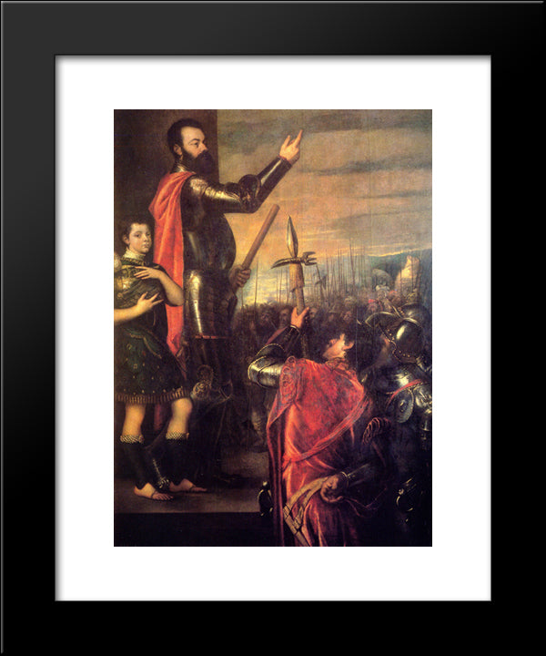 The Speech Of Alfonso D'Avalo 20x24 Black Modern Wood Framed Art Print Poster by Titian