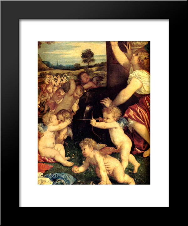 The Worship Of Venus [Detail: 1] 20x24 Black Modern Wood Framed Art Print Poster by Titian