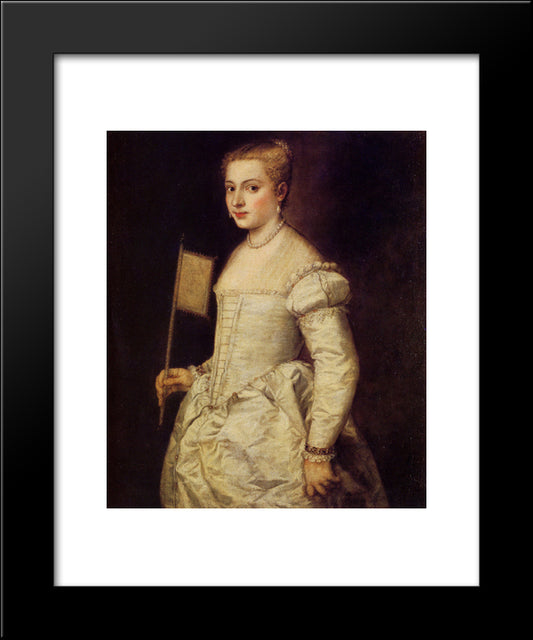 Woman In White 20x24 Black Modern Wood Framed Art Print Poster by Titian
