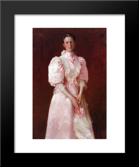 Study In Pink Aka Portrait Of Mrs. Robert P. Mcdougal 20x24 Black Modern Wood Framed Art Print Poster by Chase, William Merritt