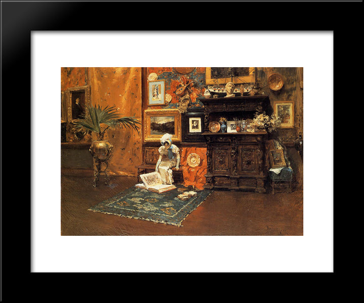 In The Studio 20x24 Black Modern Wood Framed Art Print Poster by Chase, William Merritt