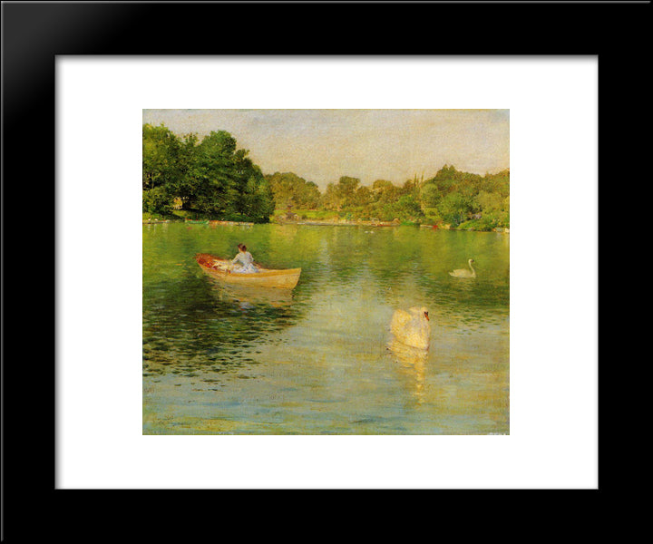 On The Lake, Central Park 20x24 Black Modern Wood Framed Art Print Poster by Chase, William Merritt