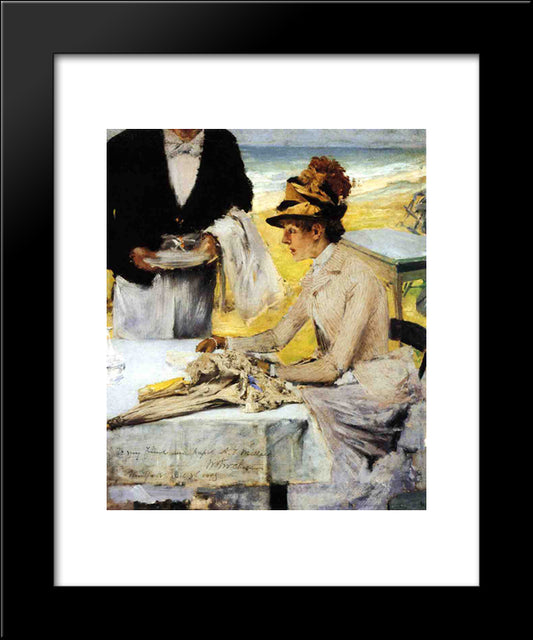 Ordering Lunch By The Seaside 20x24 Black Modern Wood Framed Art Print Poster by Chase, William Merritt