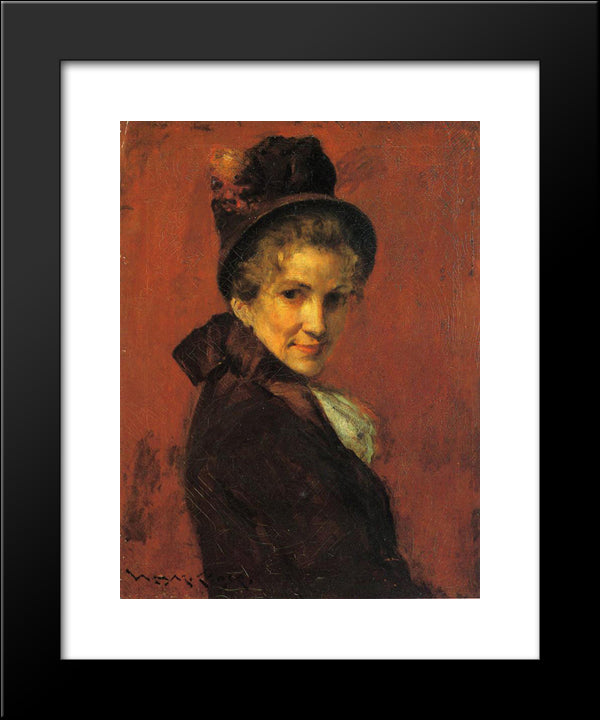 Portrait Of A Woman 20x24 Black Modern Wood Framed Art Print Poster by Chase, William Merritt