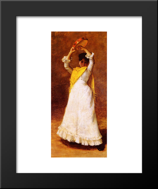 The Tamborine Girl 20x24 Black Modern Wood Framed Art Print Poster by Chase, William Merritt