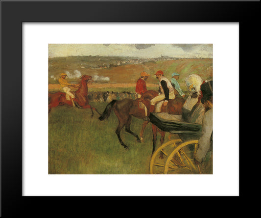 At The Races, Gentlemen Jockeys 20x24 Black Modern Wood Framed Art Print Poster by Degas, Edgar