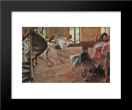 The Rehearsal 20x24 Black Modern Wood Framed Art Print Poster by Degas, Edgar