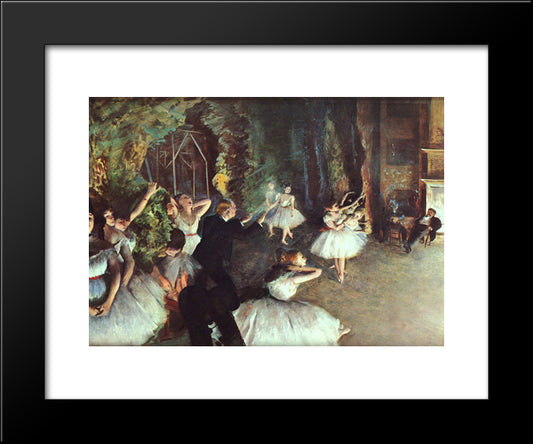 Rehearsal On The Stage 20x24 Black Modern Wood Framed Art Print Poster by Degas, Edgar