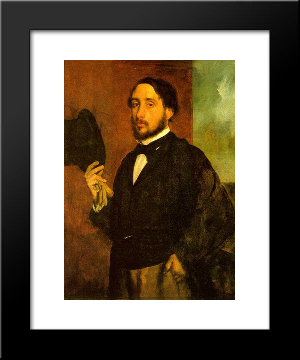 Self Portrait 20x24 Black Modern Wood Framed Art Print Poster by Degas, Edgar