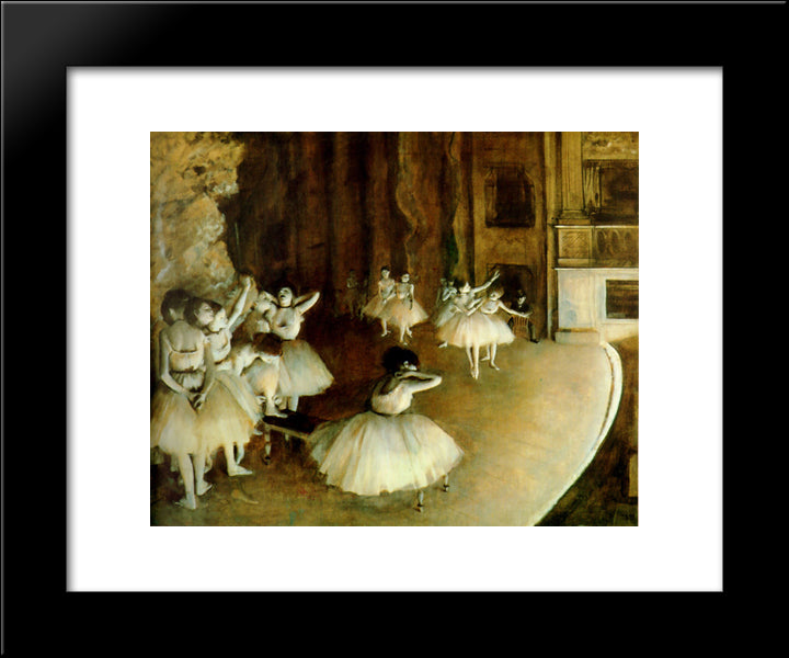 Ballet Rehearsal On Stage 20x24 Black Modern Wood Framed Art Print Poster by Degas, Edgar