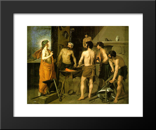 The Forge Of Vulcan 20x24 Black Modern Wood Framed Art Print Poster by Velazquez, Diego