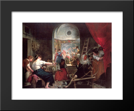 The Spinners 20x24 Black Modern Wood Framed Art Print Poster by Velazquez, Diego