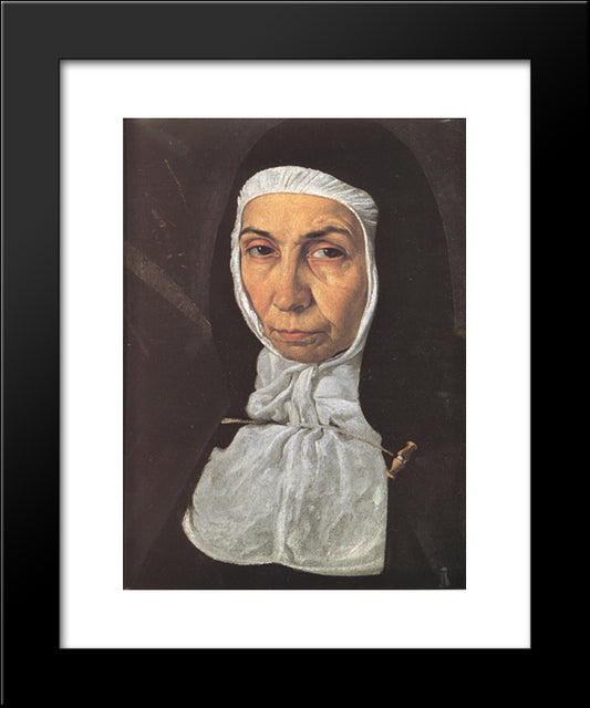 Mother Jeronima De La Fuente [Detail] 20x24 Black Modern Wood Framed Art Print Poster by Velazquez, Diego