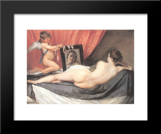 Venus At Her Mirror 20x24 Black Modern Wood Framed Art Print Poster by Velazquez, Diego