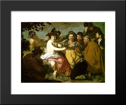 The Topers 20x24 Black Modern Wood Framed Art Print Poster by Velazquez, Diego