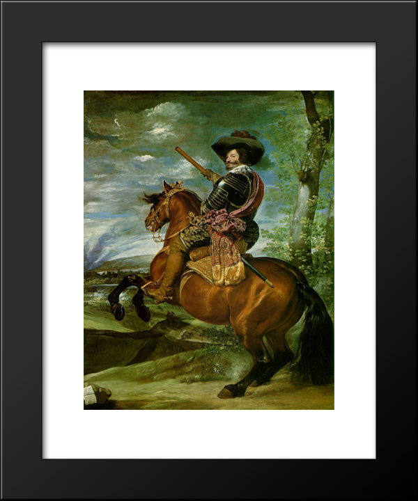 The Count'Duke Of Olivares On Horseback 20x24 Black Modern Wood Framed Art Print Poster by Velazquez, Diego