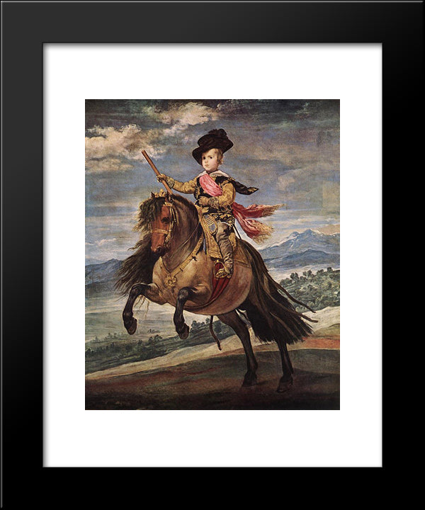 Prince Baltasar Carlos On Horseback 20x24 Black Modern Wood Framed Art Print Poster by Velazquez, Diego