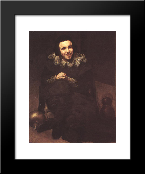 The Dwarf Don Juan Calabazas, Called Calabacillas 20x24 Black Modern Wood Framed Art Print Poster by Velazquez, Diego