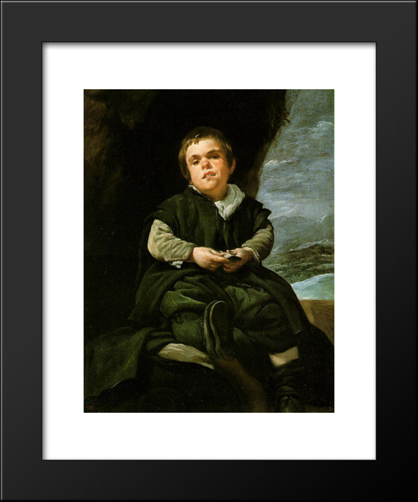 The Dwarf Francisco Lezcano 20x24 Black Modern Wood Framed Art Print Poster by Velazquez, Diego