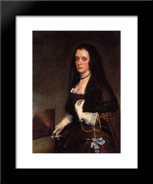 Lady With A Fan 20x24 Black Modern Wood Framed Art Print Poster by Velazquez, Diego