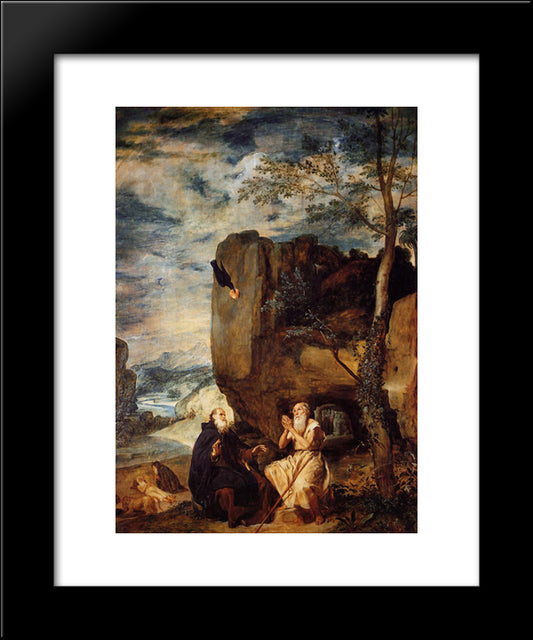 St. Anthony Abbot And St. Paul The Hermit 20x24 Black Modern Wood Framed Art Print Poster by Velazquez, Diego