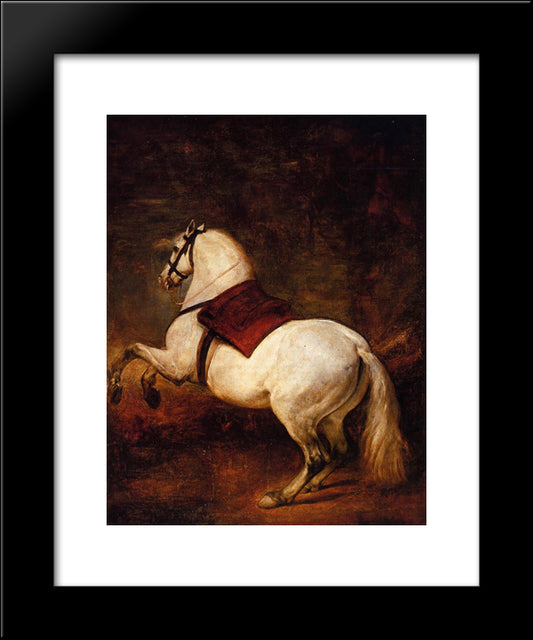 The White Horse 20x24 Black Modern Wood Framed Art Print Poster by Velazquez, Diego